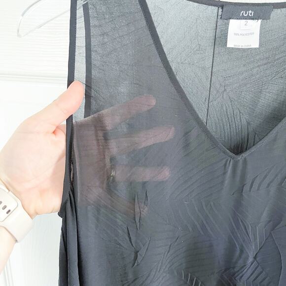 Ruti Sheer Black Tunic Tank with Lace Shark Bite Hem - Picture 5 of 6